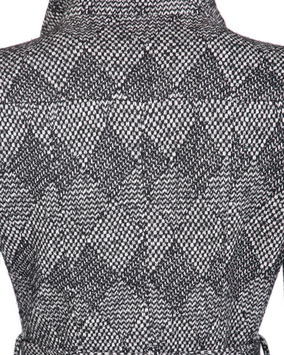 Diane Von Furstenberg Black & Grey Speckled Wool Coat - S