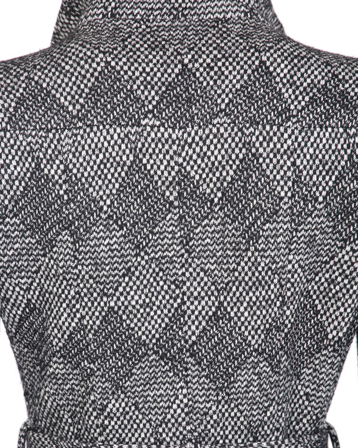 Diane Von Furstenberg Black & Grey Speckled Wool Coat - S