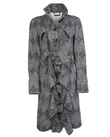 Diane Von Furstenberg Black &amp; Grey Speckled Wool Coat - S