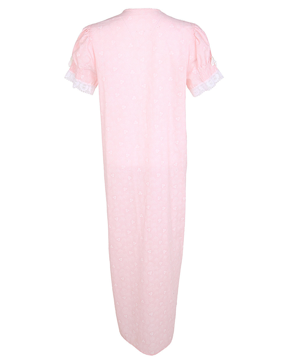 70s Pale Pink & White Patterned Dressing Gown - M