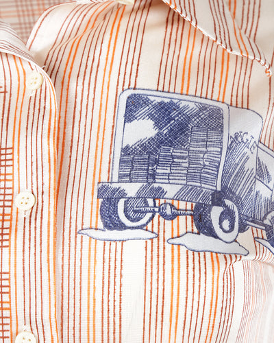 70s Augie Girls Graphic Print Long Sleeve Shirt - S