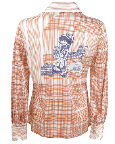 70s Augie Girls Graphic Print Long Sleeve Shirt - S