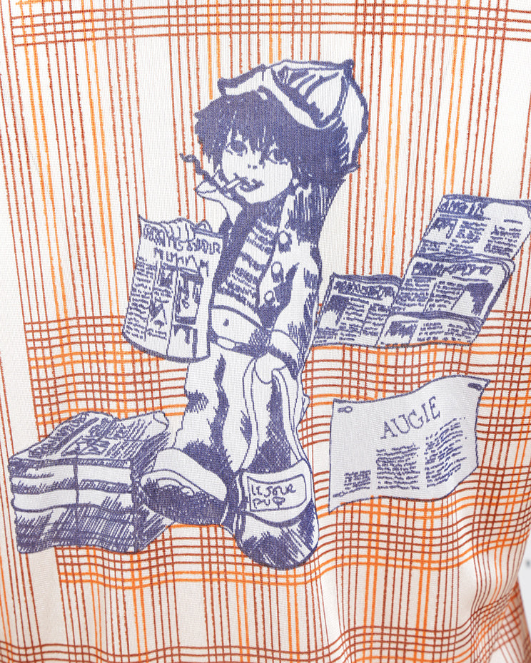 70s Augie Girls Graphic Print Long Sleeve Shirt - S