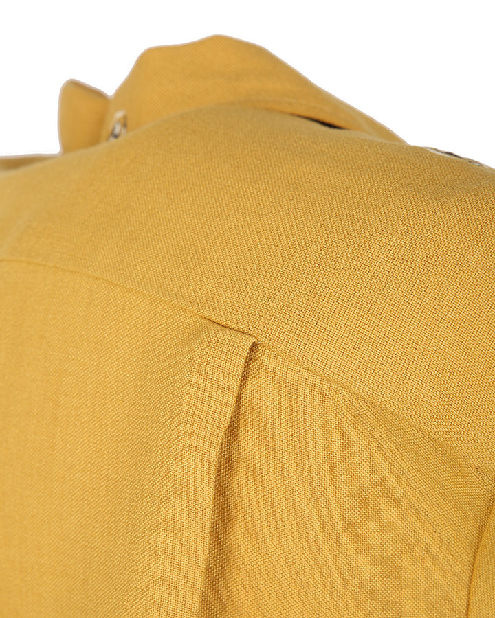 Vintage 50s Reef Yellow & Brown Patterned Hawaiian Bowling Shirt - S