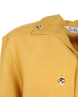 Vintage 50s Reef Yellow &amp; Brown Patterned Hawaiian Bowling Shirt - S