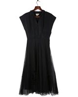 1940s Vintage Vanity Original Black Velvet &amp; Tulle Dress - XS