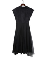 1940s Vintage Vanity Original Black Velvet &amp; Tulle Dress - XS