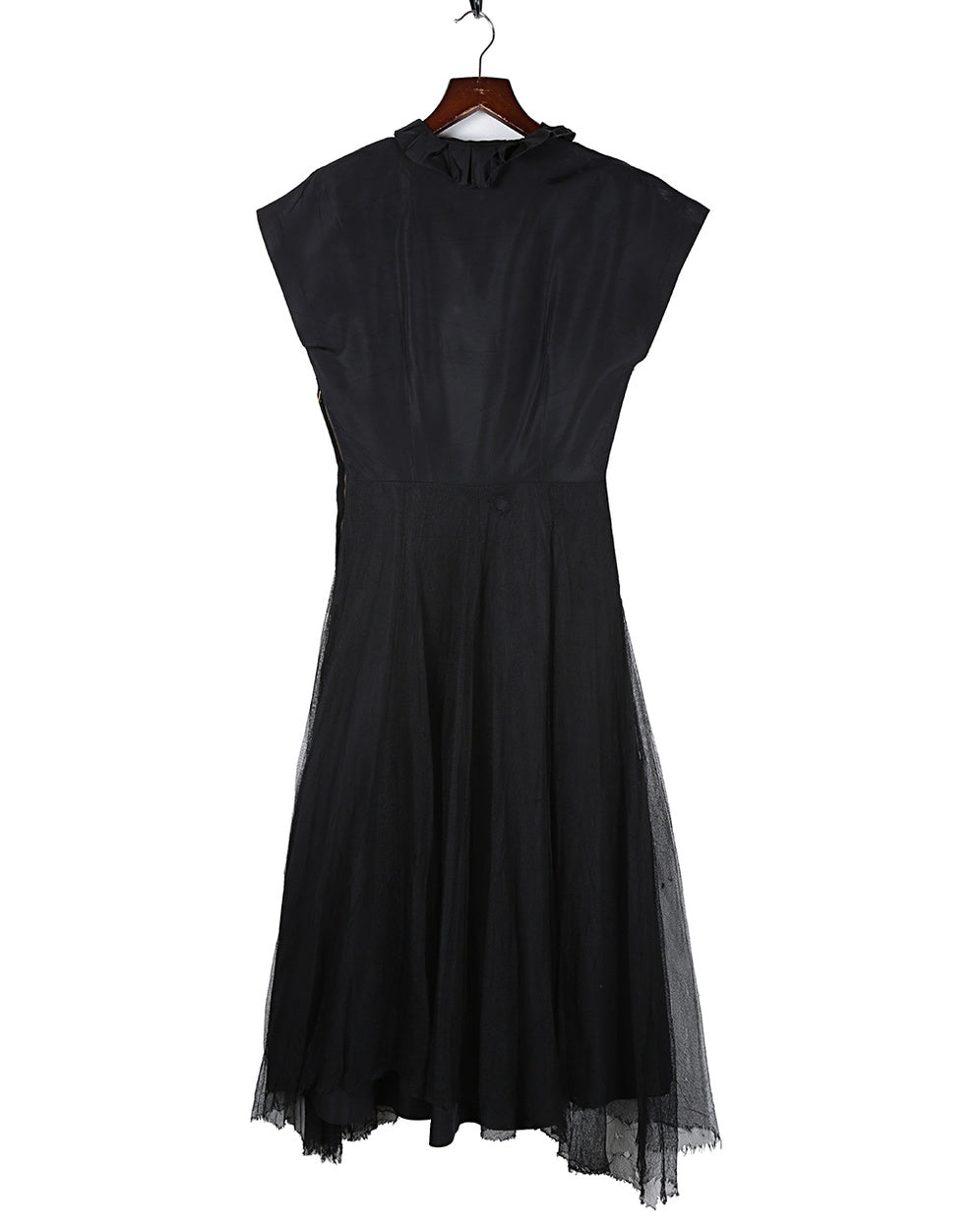 1940s Vintage Vanity Original Black Velvet & Tulle Dress - XS