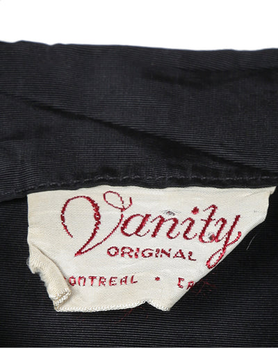 1940s Vintage Vanity Original Black Velvet & Tulle Dress - XS