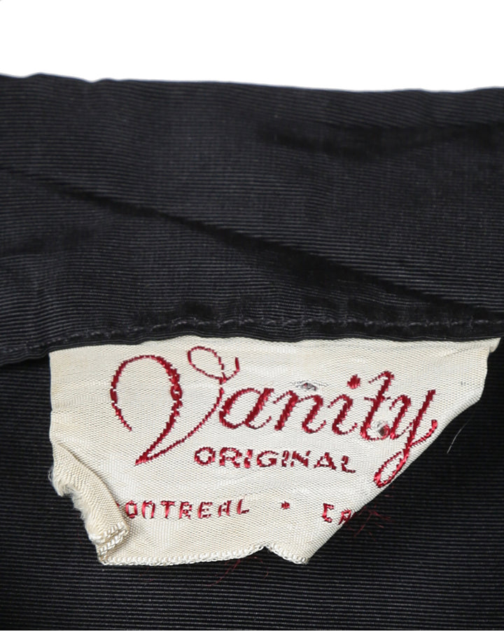 1940s Vintage Vanity Original Black Velvet & Tulle Dress - XS