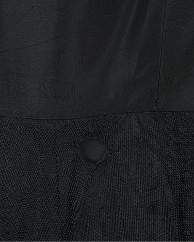 1940s Vintage Vanity Original Black Velvet & Tulle Dress - XS