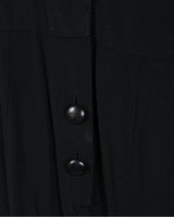 40s Black Long Sleeve Midi Dress - M