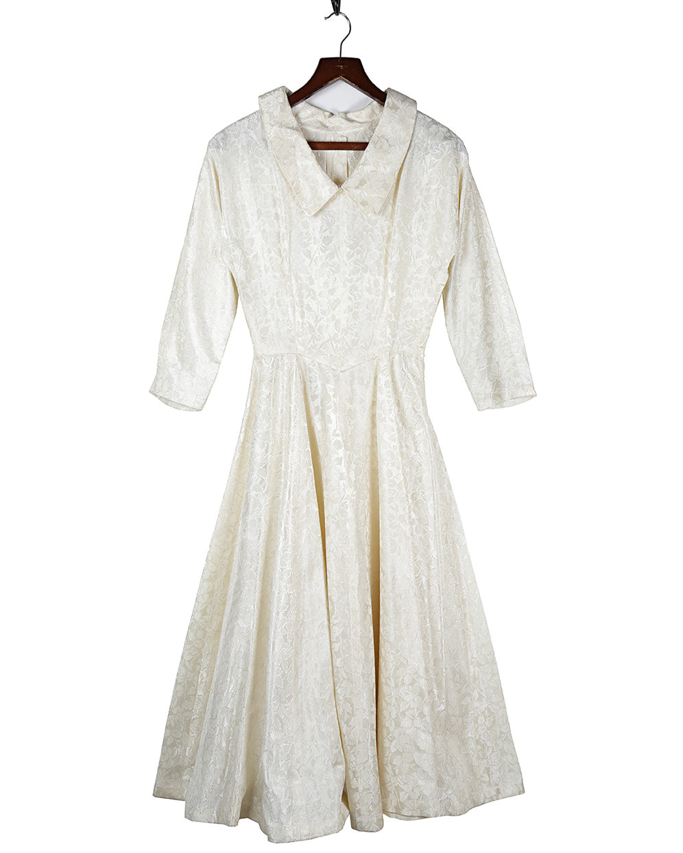 50s Cream Long Sleeve Bridal Dress - XS