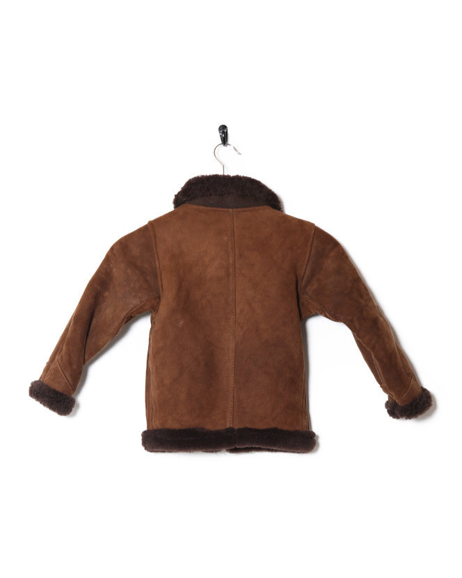 70s 80s Children's Brown Shearling Jacket - C26