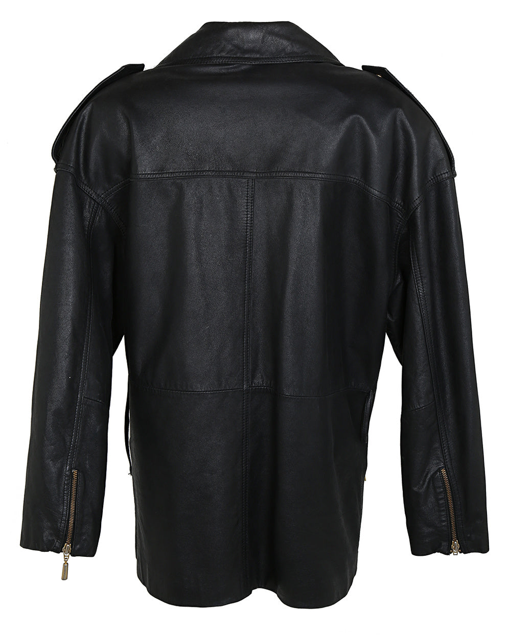 90s Danier Black Leather Biker Jacket - S