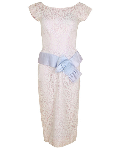 Vintage 1950s Cream Lace Dress - S