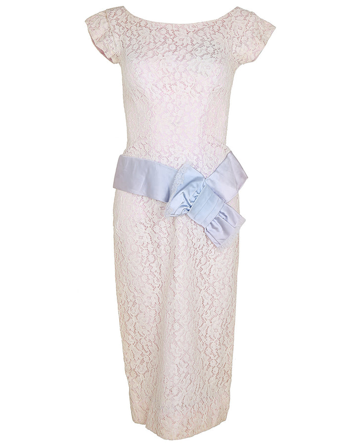 Vintage 1950s Cream Lace Dress - S