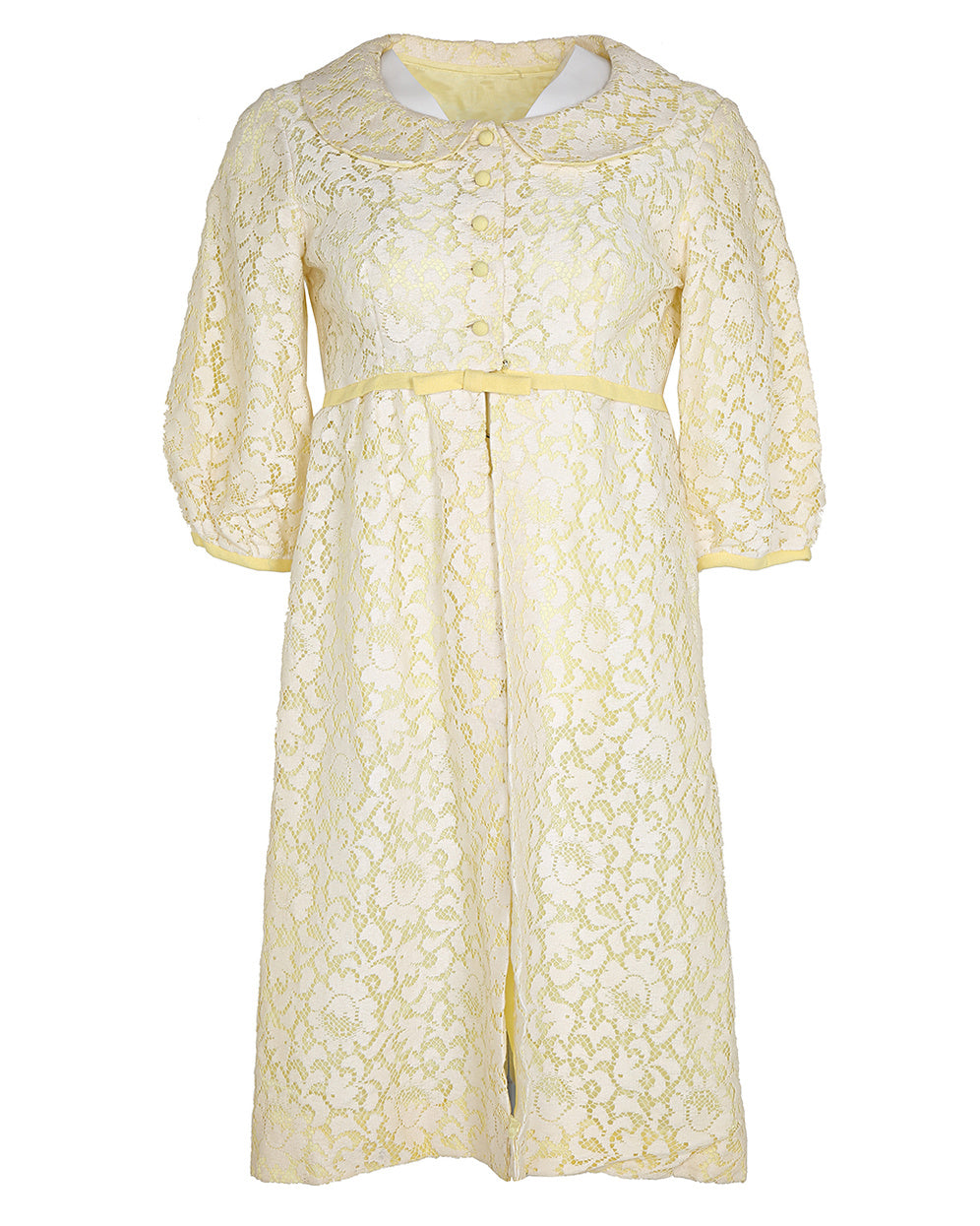 60s Vintage Yellow &amp; Lace Jacket - M