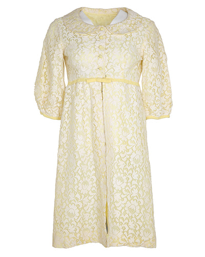 60s Vintage Yellow & Lace Jacket - M