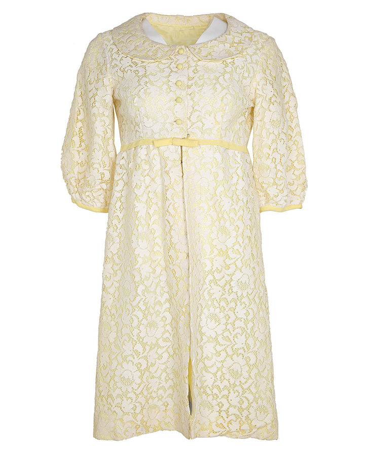60s Vintage Yellow & Lace Jacket - M