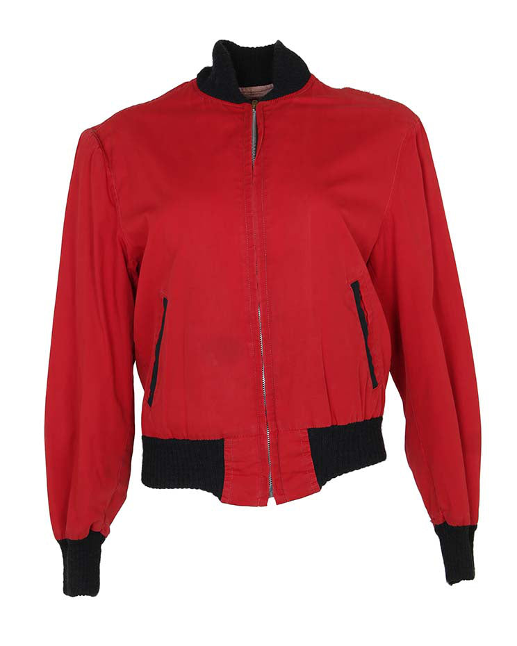 Vintage 1950's Red Cotton Avon Sportswear Bomber Jacket - S