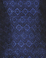 60s Vintage Black &amp; Blue Lurex Jacquard Maxi Dress - S