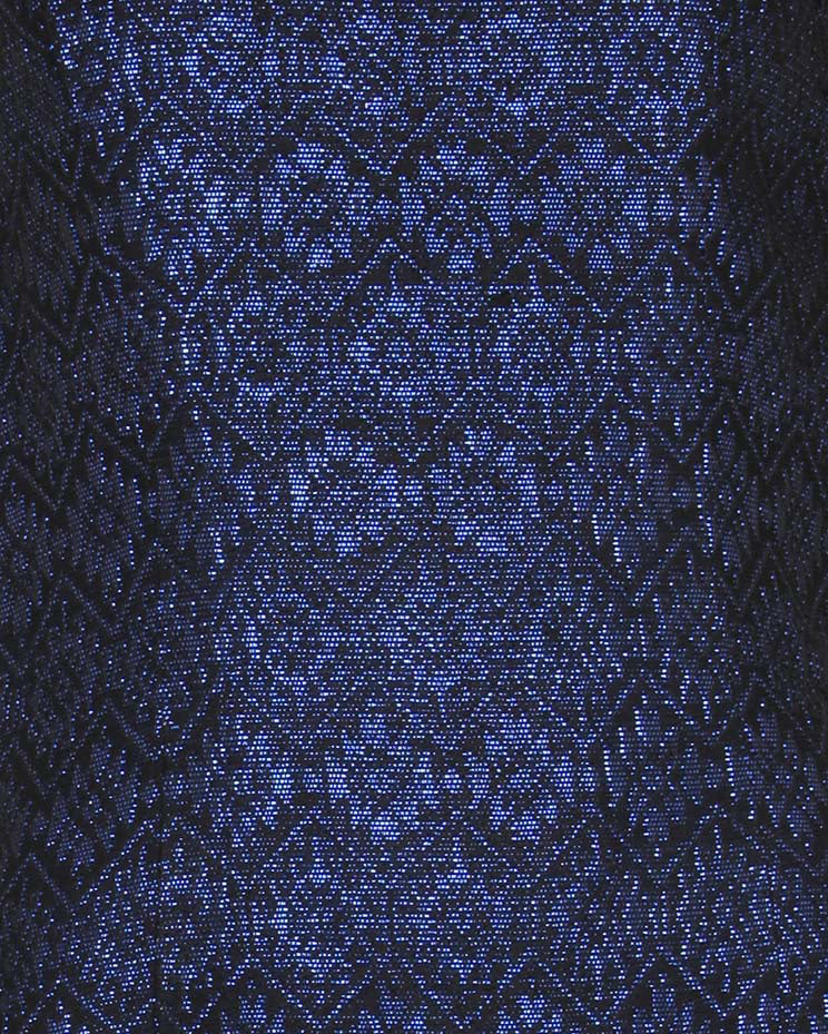 60s Vintage Black &amp; Blue Lurex Jacquard Maxi Dress - S