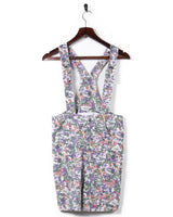 Purple &amp; Green Denim Floral Print Short Dungarees &amp; Coverall  - S