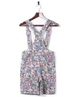 Purple &amp; Green Denim Floral Print Short Dungarees &amp; Coverall  - S