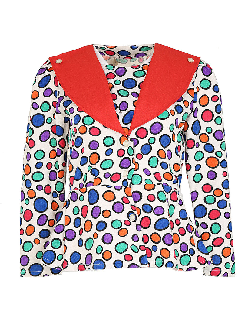 50s Polka Dot Peplum Jacket S