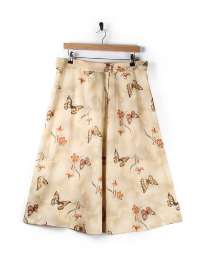 Beige Butterfly Print Skirt - M