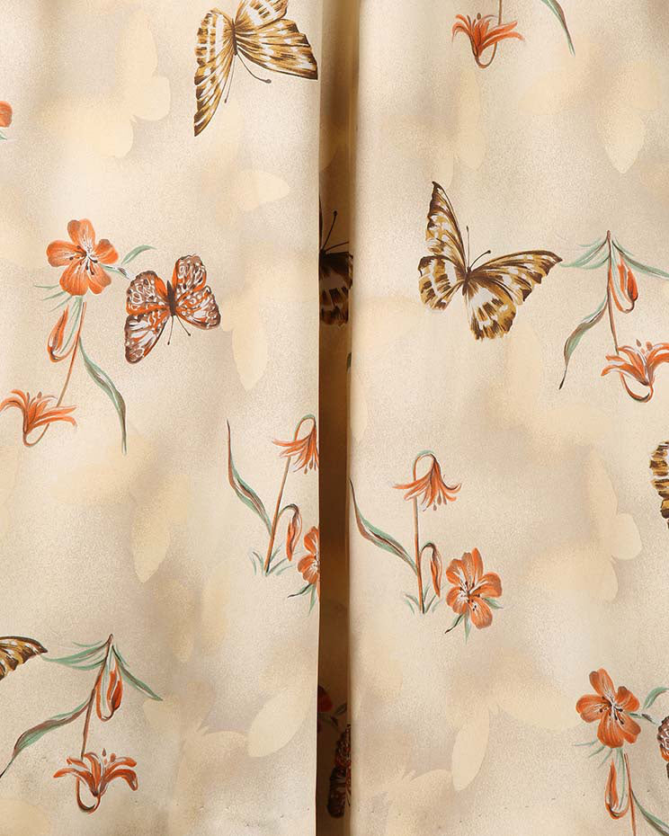 Beige Butterfly Print Skirt - M