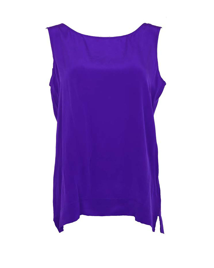 80s Diane Von Furstenberg Purple Silk Sleeveless Blouse - S
