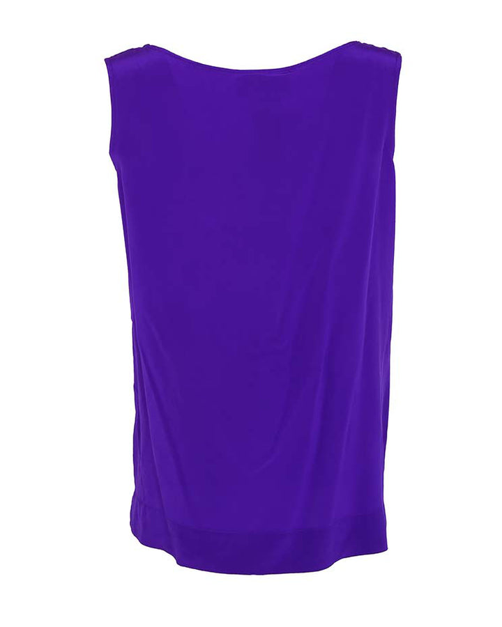 80s Diane Von Furstenberg Purple Silk Sleeveless Blouse - S