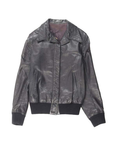80s Children's Navy Leather Jacket - C32