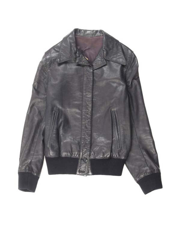 80s Children's Navy Leather Jacket - C32