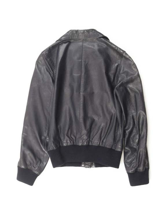 80s Children's Navy Leather Jacket - C32