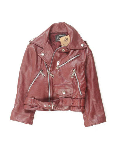 80s 90s Children's Burgundy Leather Jacket - C28