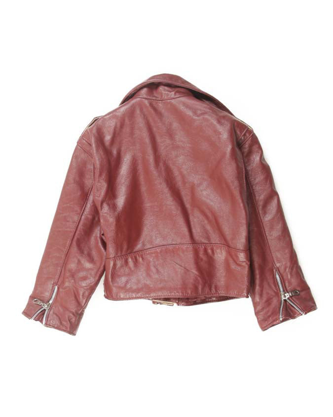 80s 90s Children's Burgundy Leather Jacket - C28