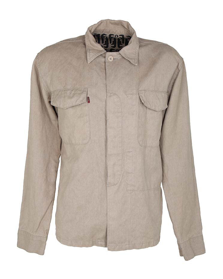 Livity International Beige Hemp Blend Shirt Jacket - L