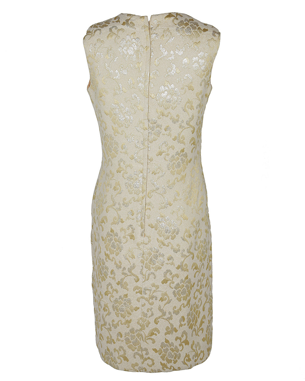 60s Cream & Gold Party Dress - S