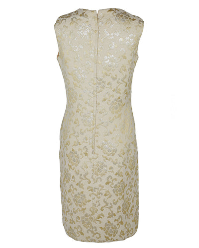 60s Cream & Gold Party Dress - S