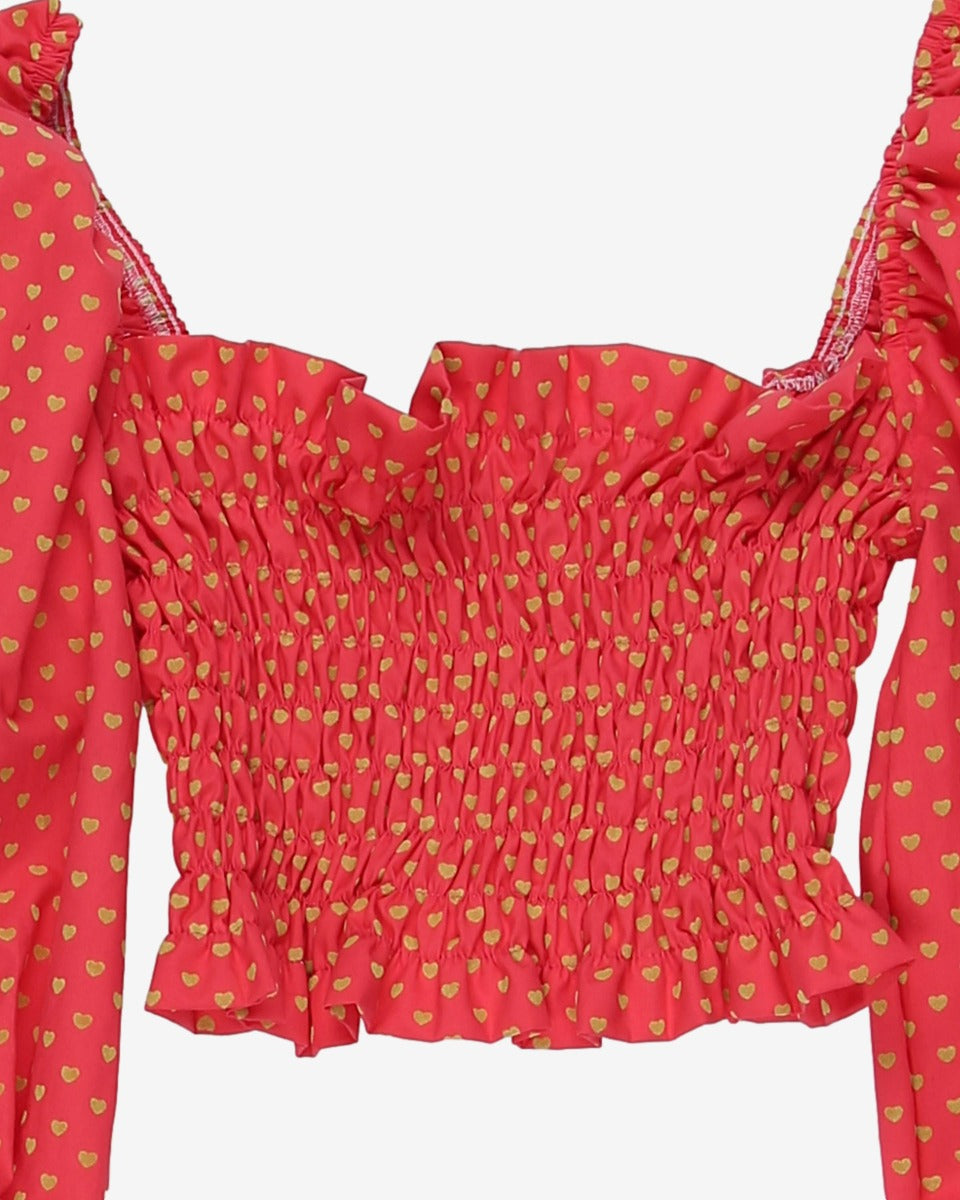 Rokit Originals Deadstock Fabric Milkmaid Rosa Top - One Size