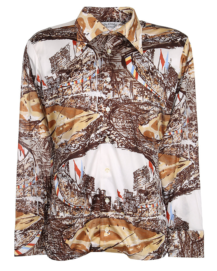 Rare 70s Unworn Deadstock Oleg Cassini Burma Disco Shirt - Style 21
