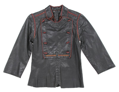 Children's Western Black & Red Leather Top - Age 7 - 8