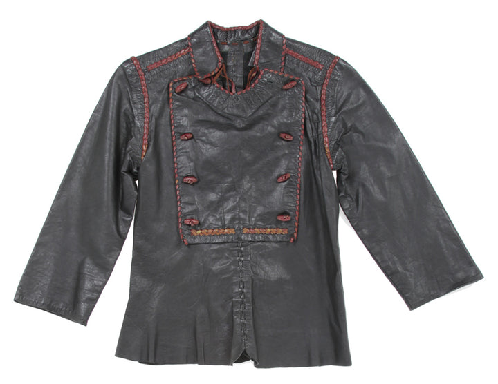 Children's Western Black & Red Leather Top - Age 7 - 8