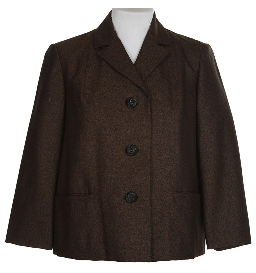 60s Brown Wool Box Jacket - M
