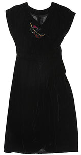 60s Black Velvet &amp; Embellished Sequinned Dress