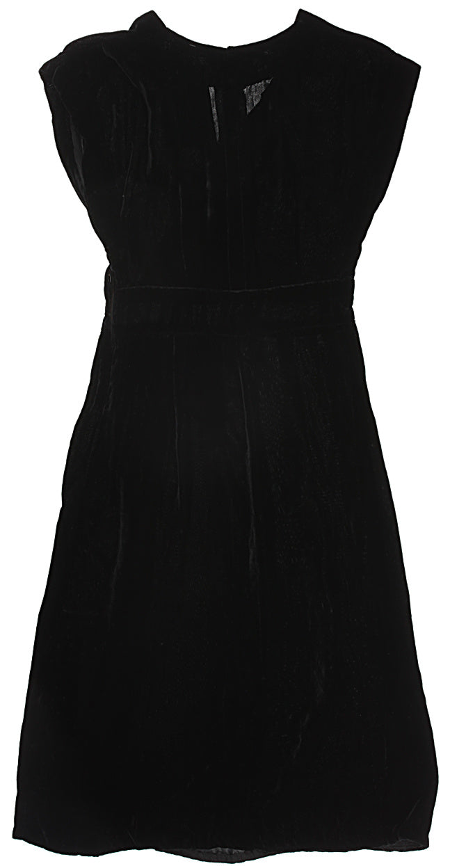 60s Black Velvet &amp; Embellished Sequinned Dress