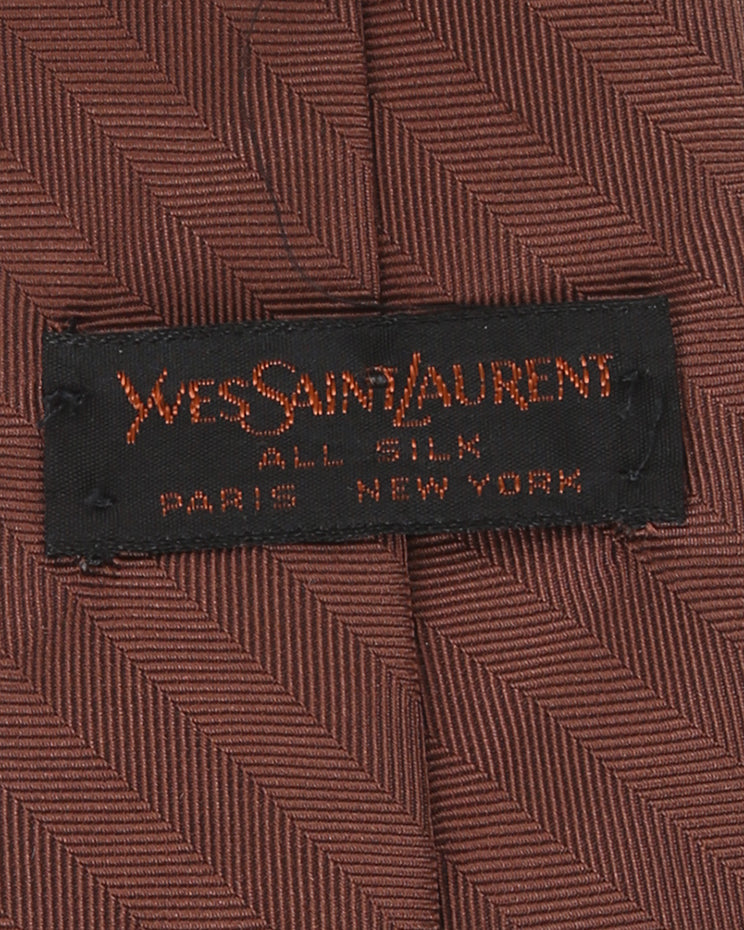 Brown 60s Yves Saint Laurent Silk Tie